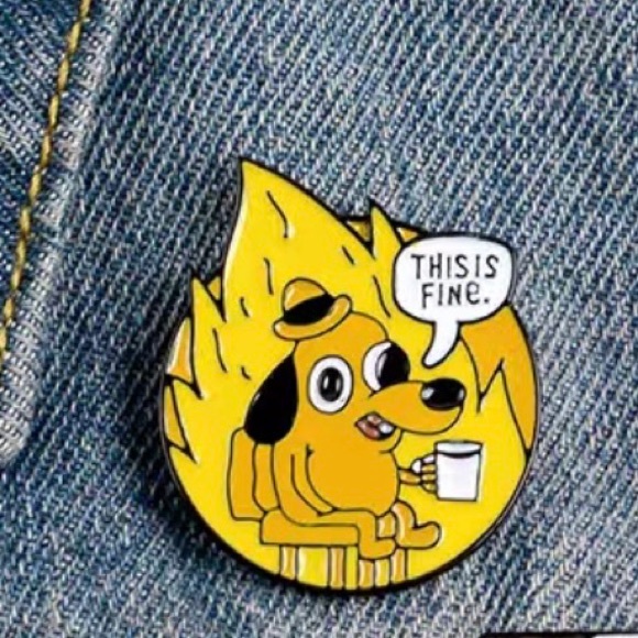 Everything’s Fine x Mental Health Matters colorful enamel cartoon pin brooch - Picture 3 of 15